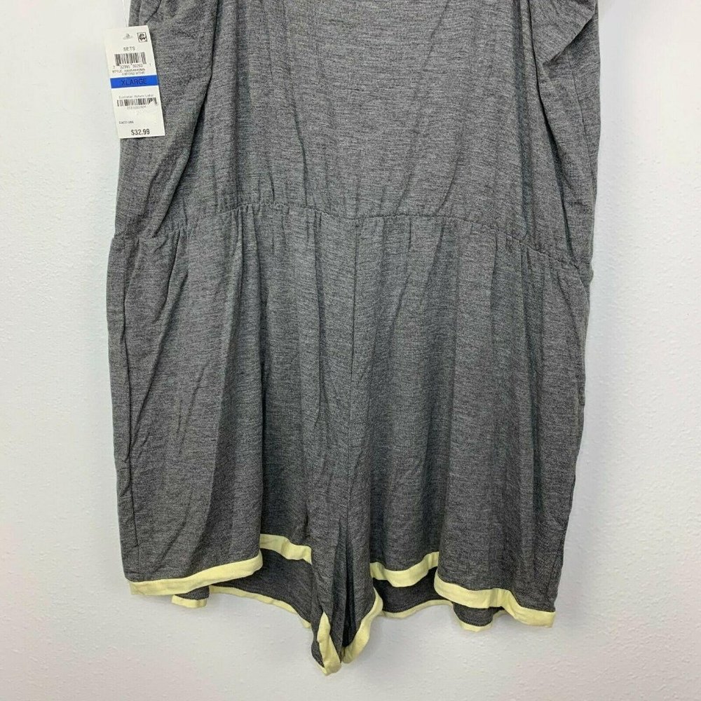Alfani Ultra Soft Contrast-Trim Pajama Romper, Siz - Picture 7 of 8